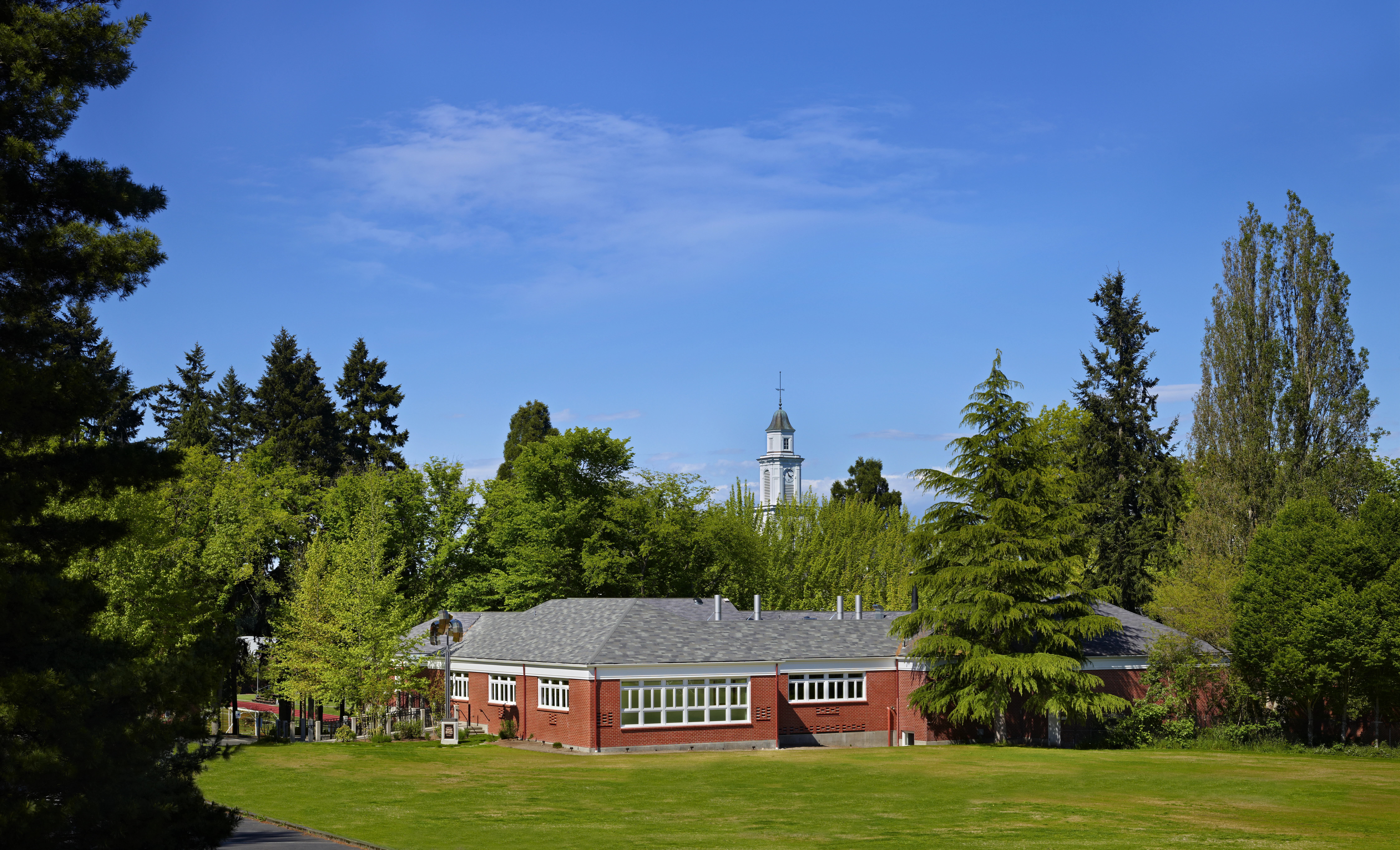 Lakeside Allen-Gates Hall side view with Bliss Hall in background