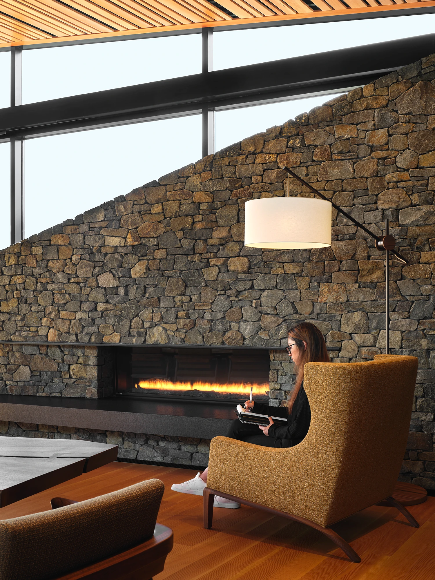 Expedia Prow interior with fireplace