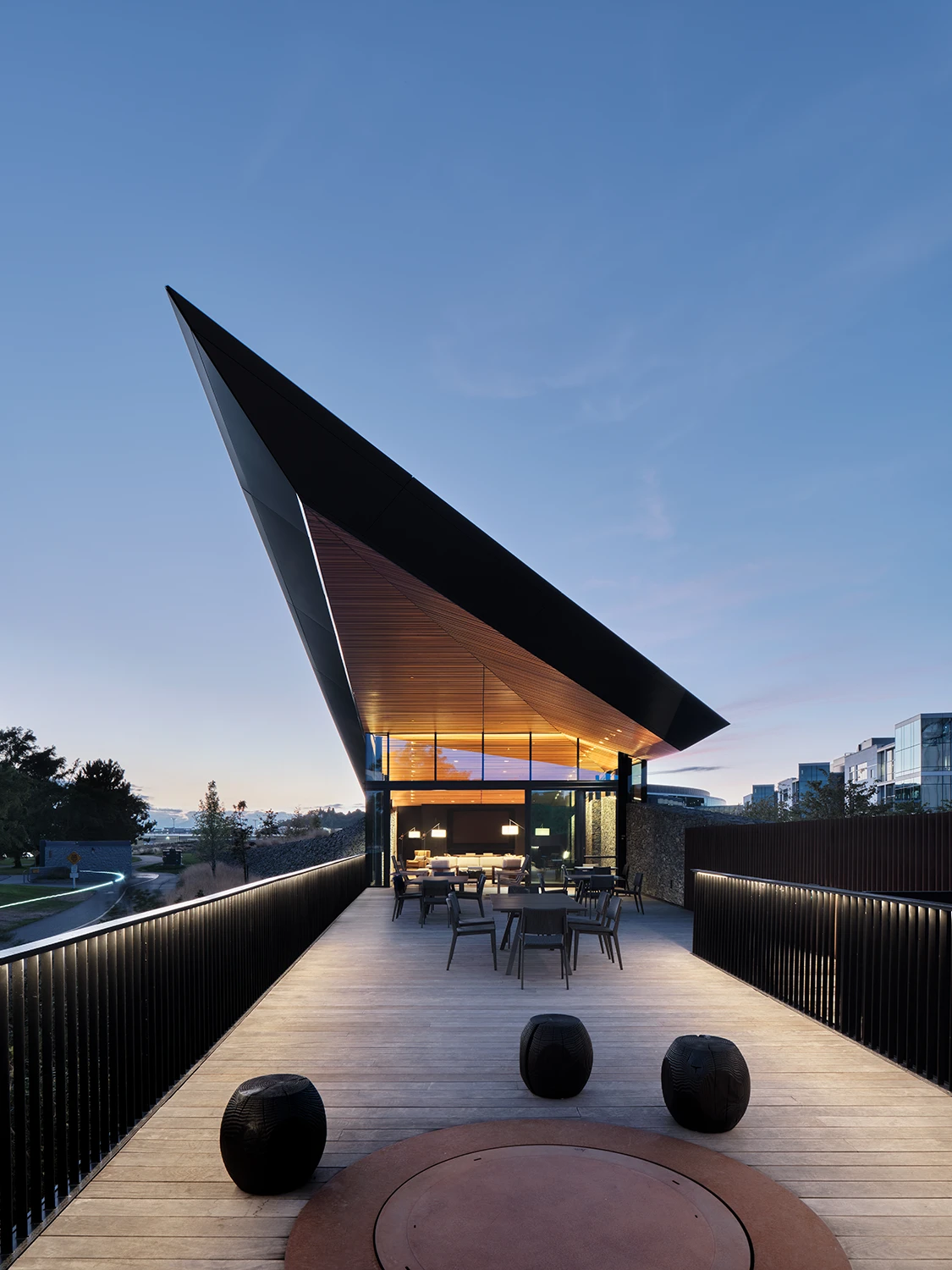 Expedia Prow exterior at dusk