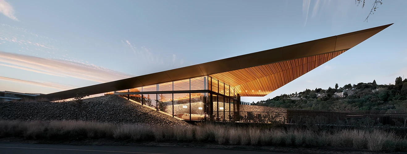 Expedia Prow exterior at dusk