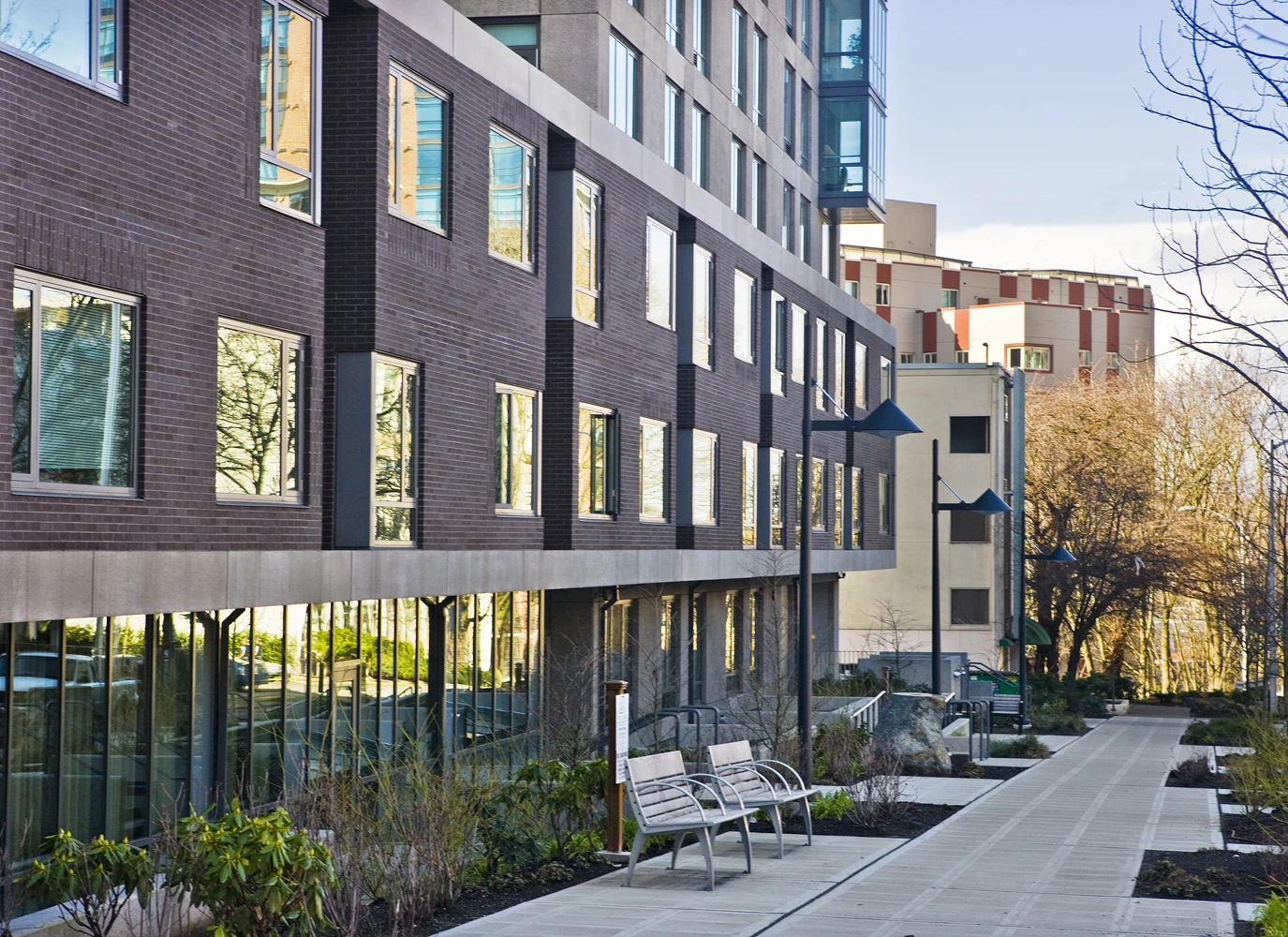 Horizon House streetscape with benches