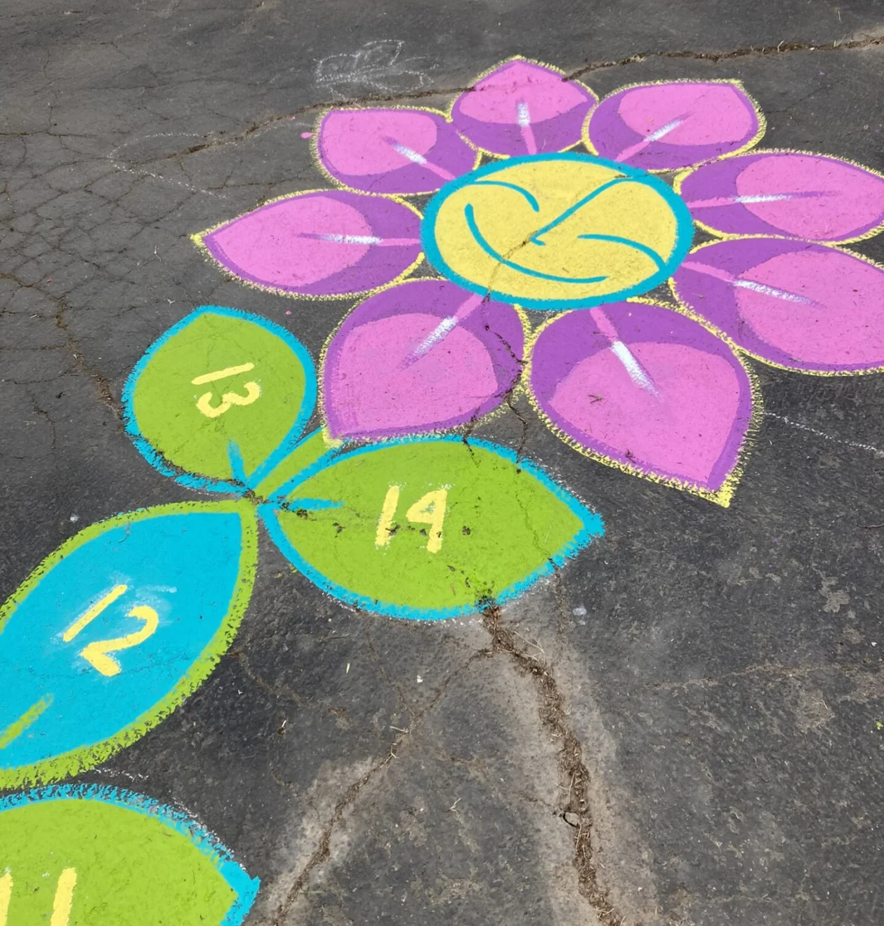 Seattle Day of Giving at Rainier Elementary - flower hopscotch painting