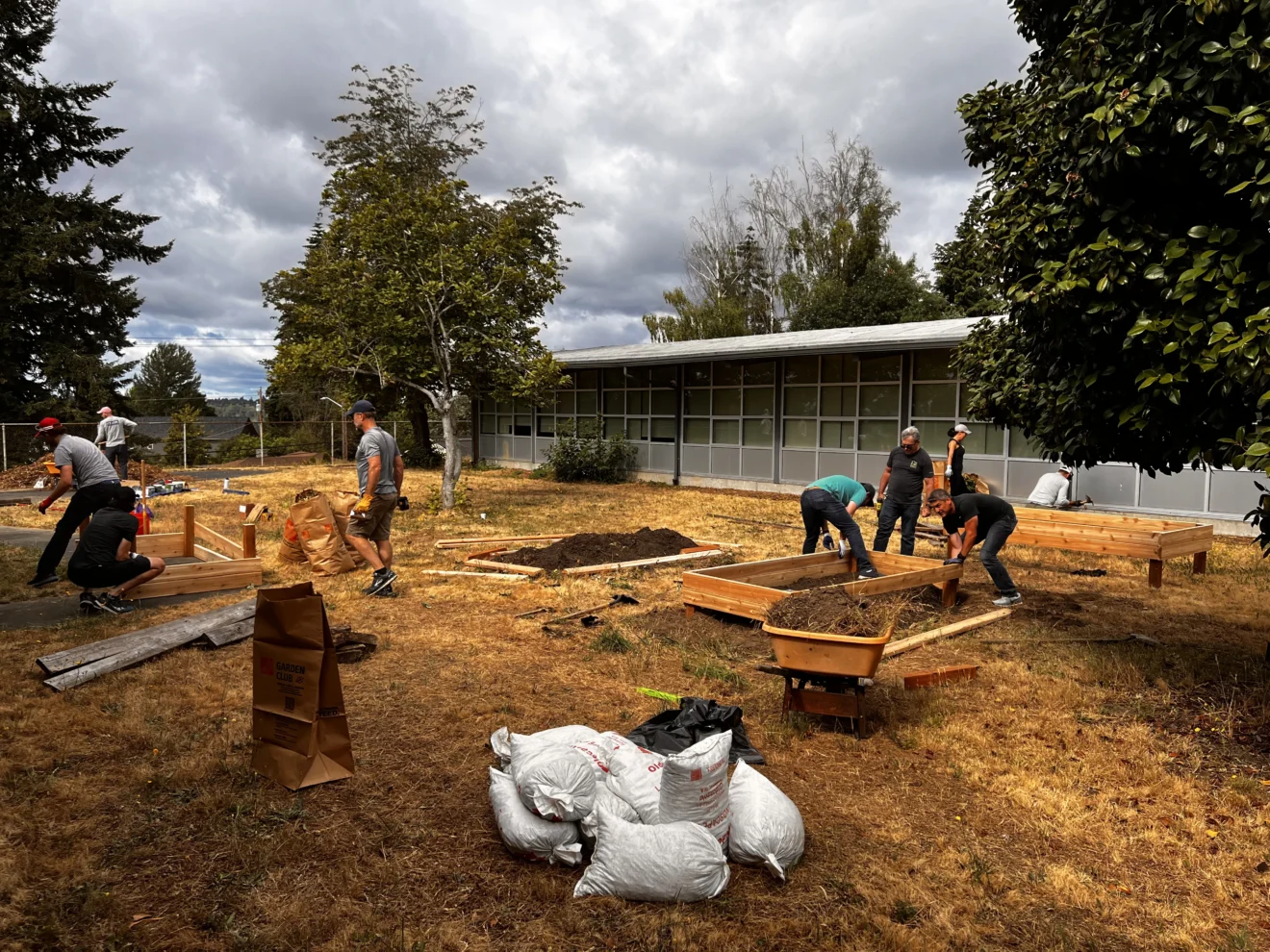 Seattle Day of Giving at Rainier Elementary - raised bed construction